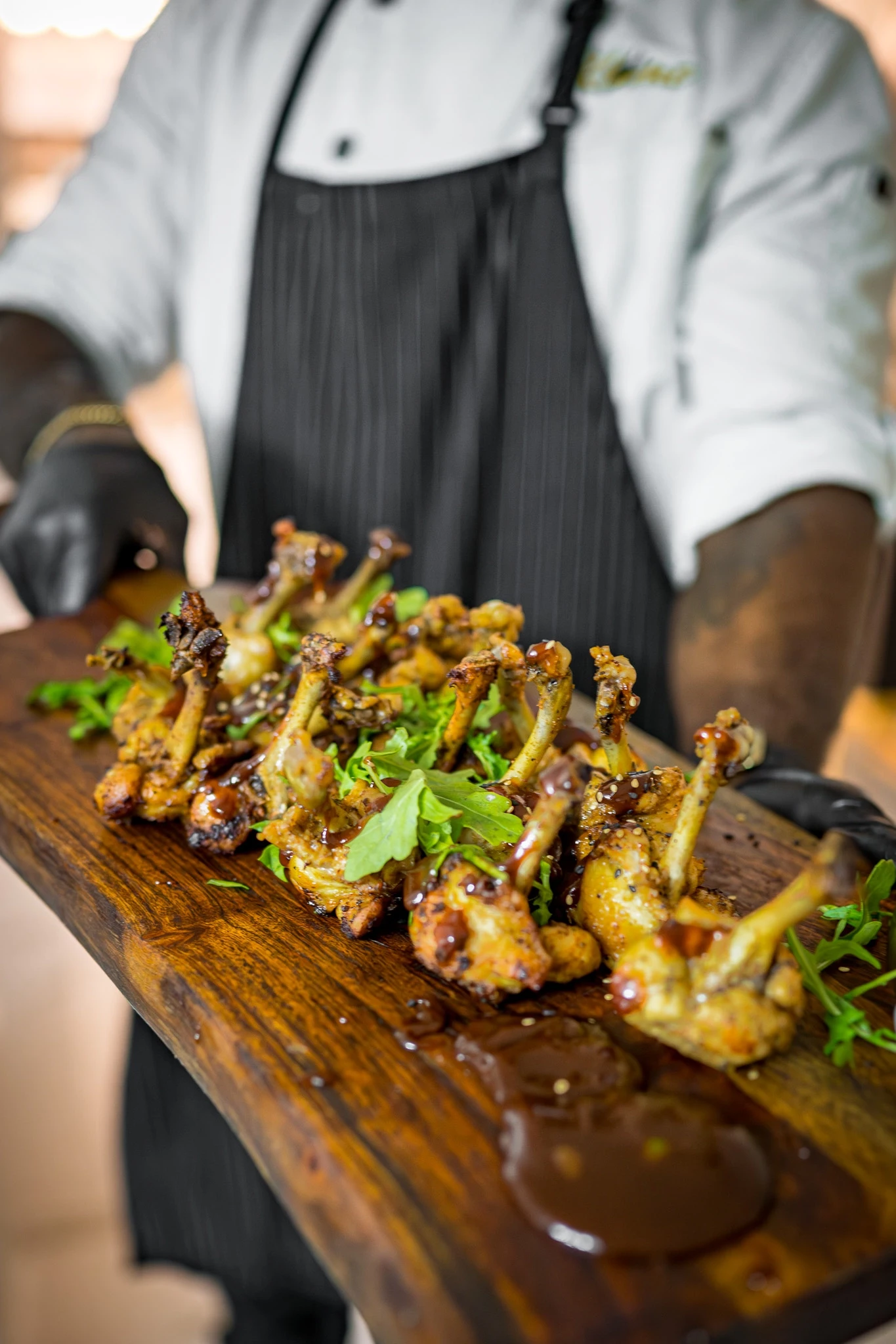 Private chef preparing a meal in a client's home